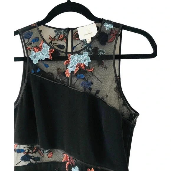 5 a 7 Cinq a Sept Aquarius Designer Embroidered Mesh Ruffle Hem Dress $450 Sz 6‍ - Picture 10 of 16